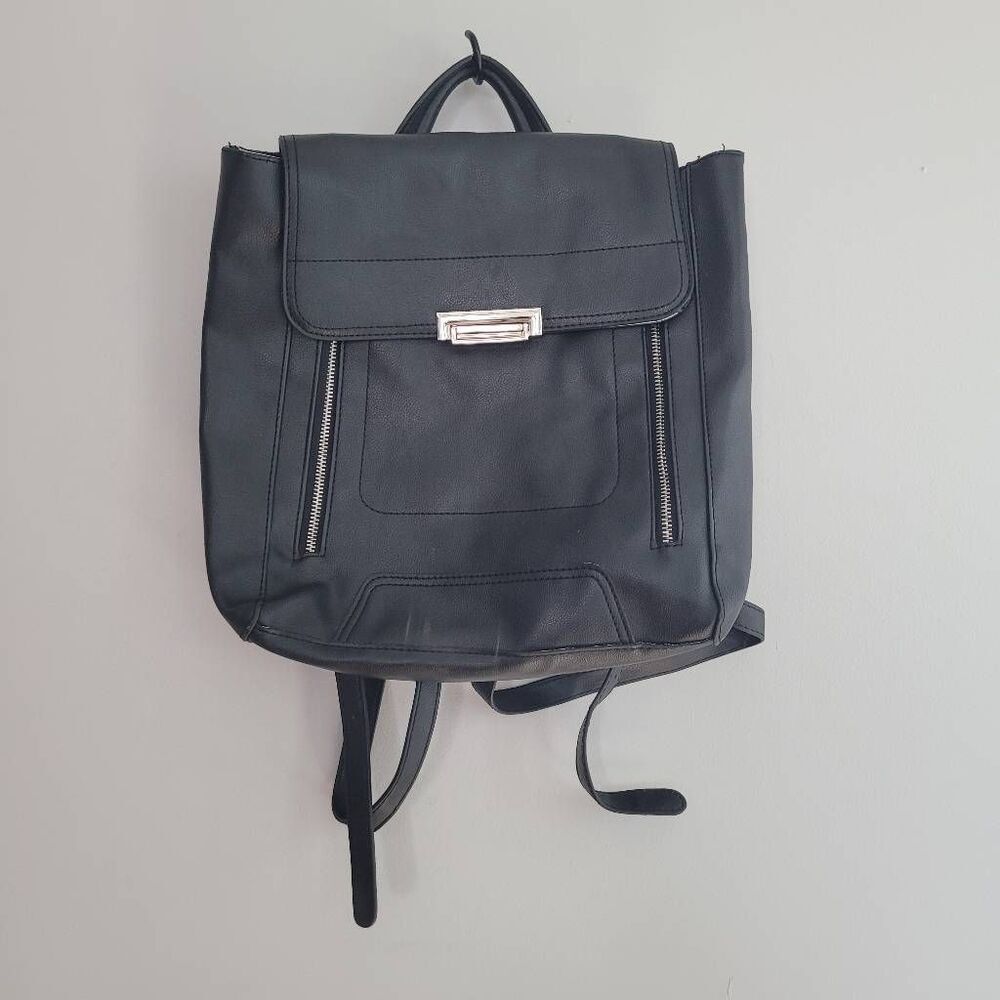 Faux leather backpack square shape alternative goth grunge alt minimalist modern